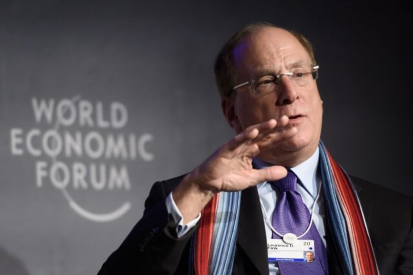 BlackRock Chair and CEO Laurence D. Fink attends a session at the World Economic Forum (WE