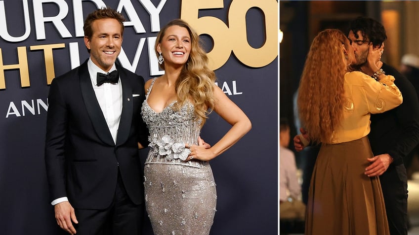 Blake Lively and Ryan Reynolds at SNL and a photo of Lively and Justin Baldoni