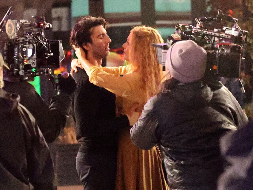 JERSEY CITY, NJ - JANUARY 12: Justin Baldoni and Blake Lively are seen on the set of &quot