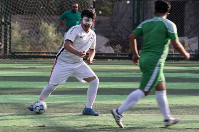 Visually impaired Iraqi footballers train in Baghdad for the five-a-side sport