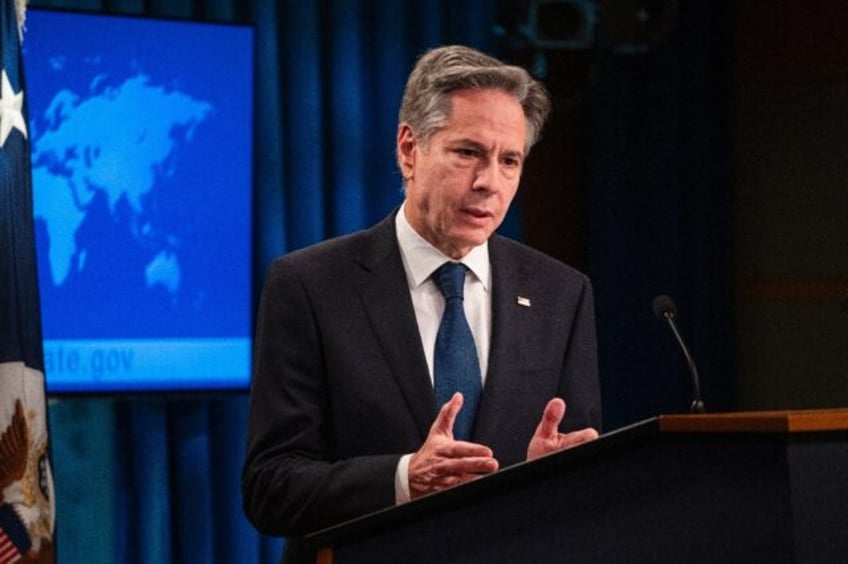 US Secretary of State Antony Blinken speaks during his end-of-year news conference