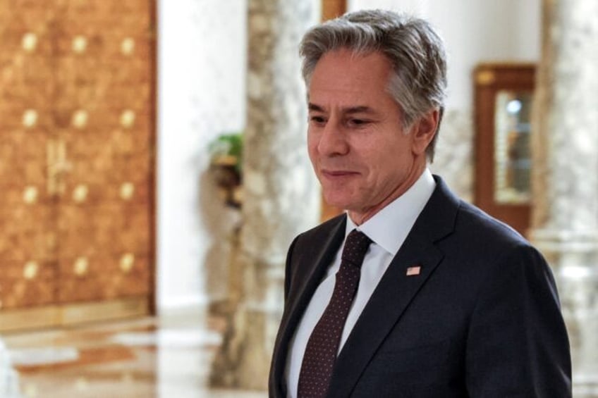 US Secretary of State Antony Blinken arrived at the presidential palace in Cairo to meet E