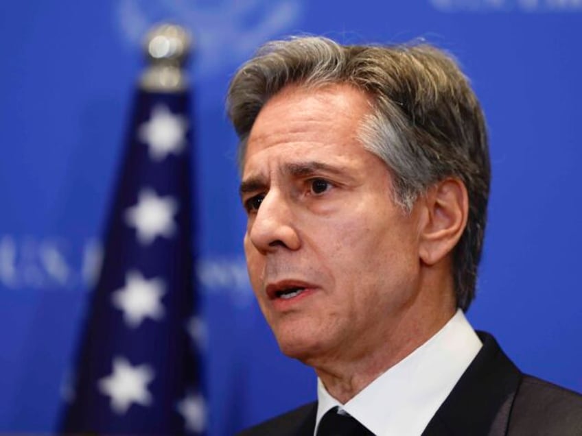 U.S. Secretary of State Antony Blinken speaks during a press conference, during his week-long trip aimed at calming tensions across the Middle East, in Tel Aviv, Israel, Tuesday, Jan. 9, 2024. (Evelyn Hockstein/Pool Photo via AP)