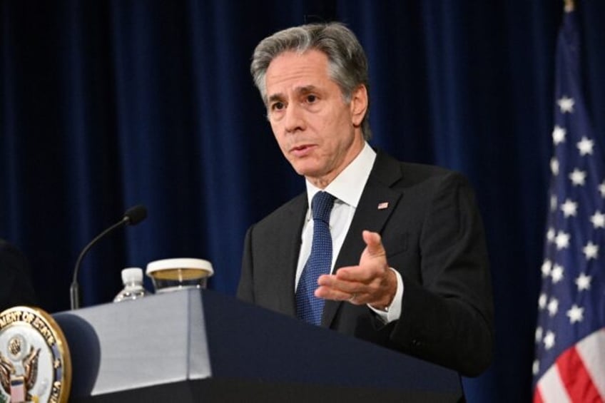 US Secretary of State Antony Blinken speaks during a press conference in Washington on January 29, 2024