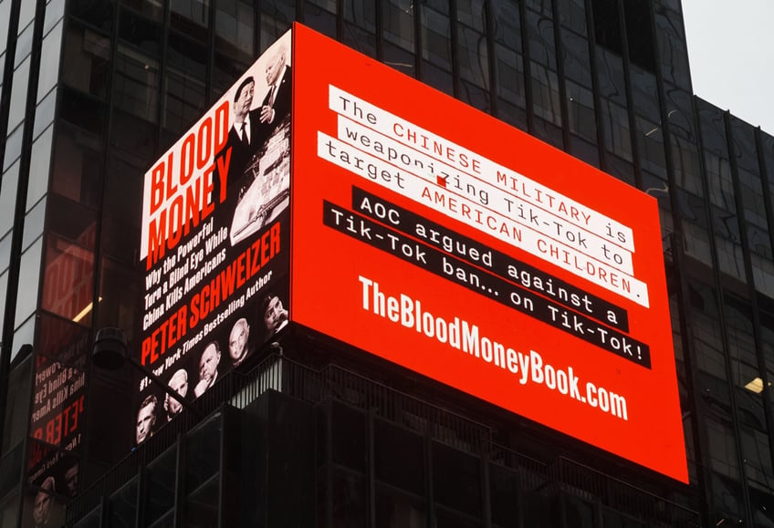 blood money times square billboard hits ao ccp for pro tiktok stance