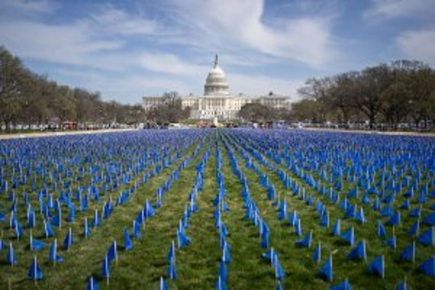 Blue flags blanket National Mall for colorectal cancer awareness