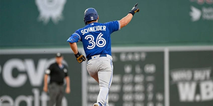 blue jays davis schneider hits home run in first career mlb at bat what a moment for him