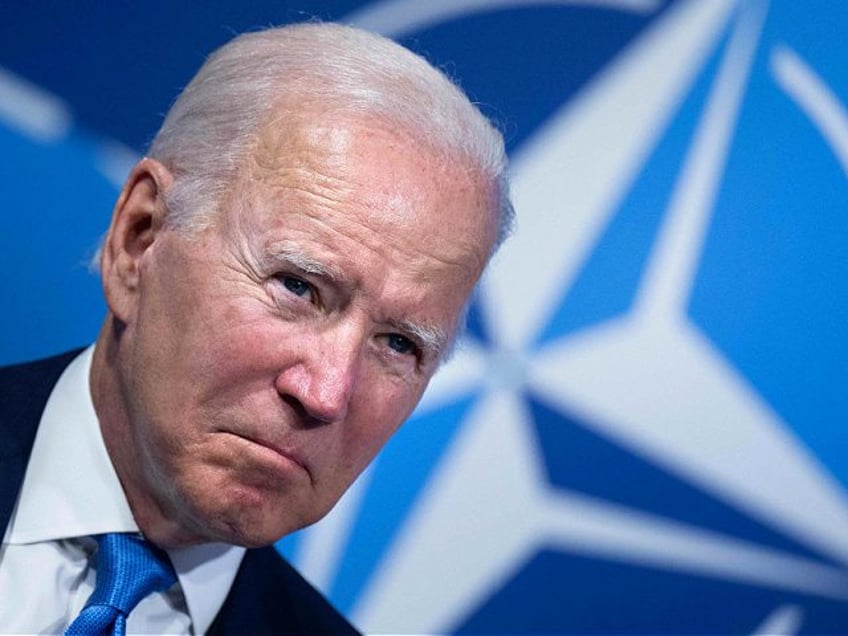 US President Joe Biden looks on ahead of a meeting with NATO Secretary General Jens Stolte
