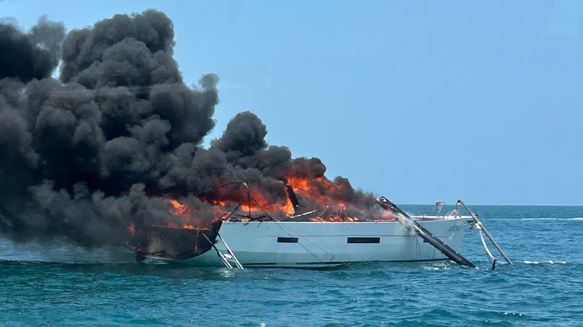 Cape Canaveral boat fire closeup 2