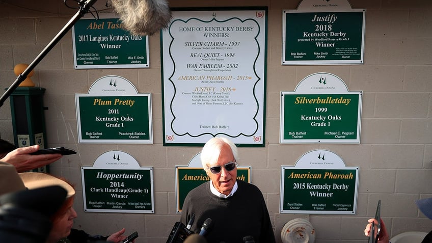 Bob Baffert talks to the media