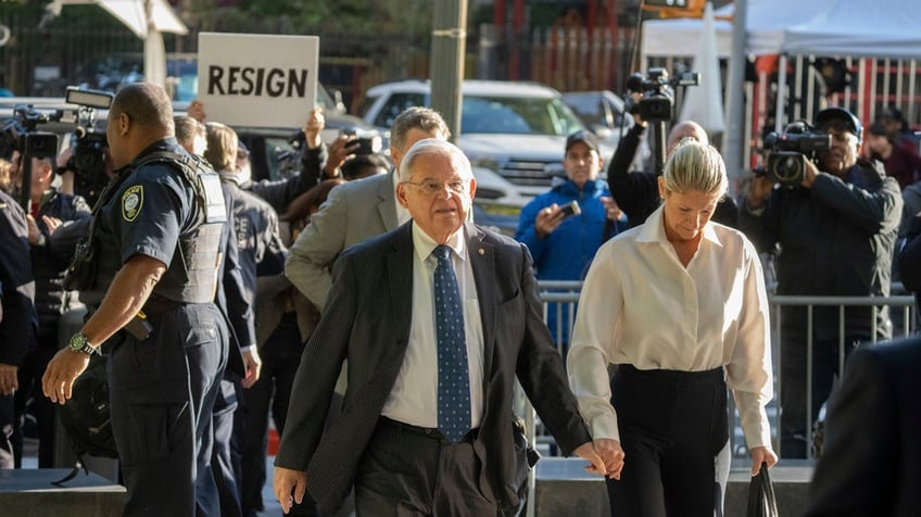 bob menendez wife nadine arrive at court for arraignment on federal corruption charges