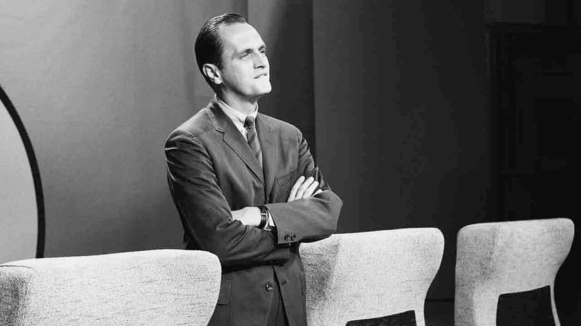 Bob Newhart on a TV set