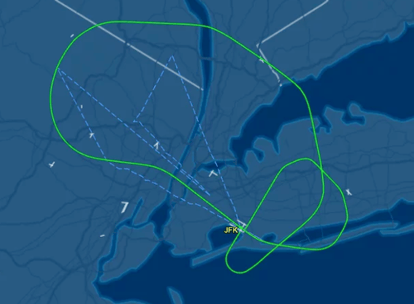 boeing 767 loses emergency slide after departing from new york city