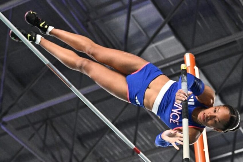 France's Marie-Julie Bonnin, winner of the women's pole vault at the world indoor champion