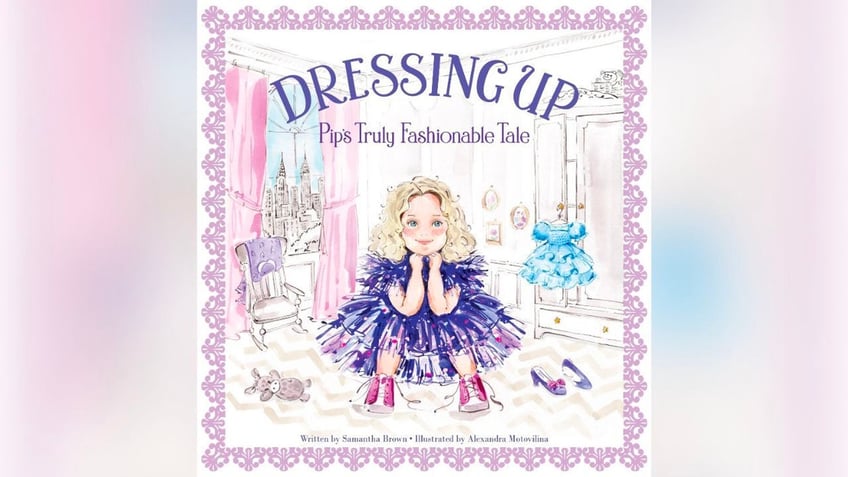 book cover featuring little blonde girl in blue dress