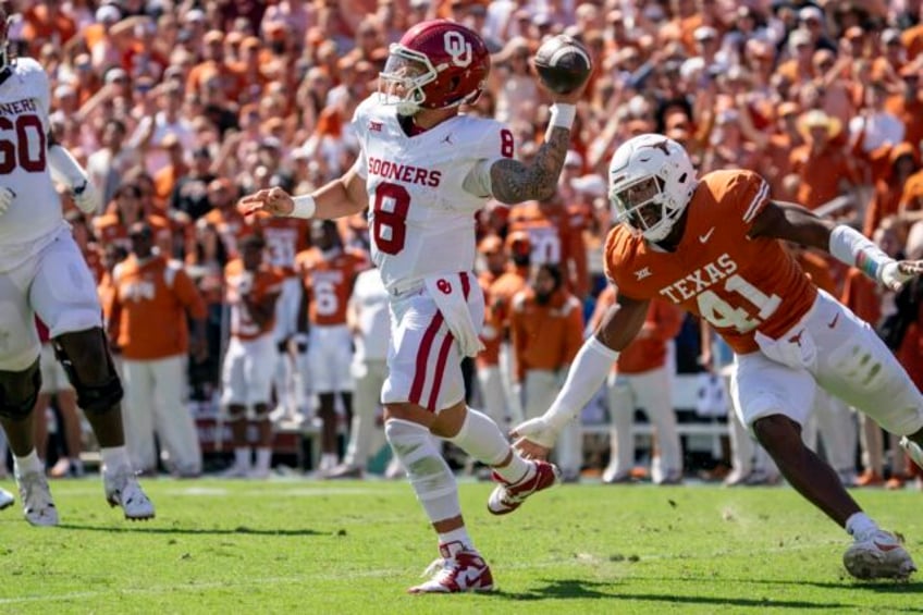 boomer sooner gabriel late td pass as no 12 oklahoma beats no 3 texas in red river rivalry