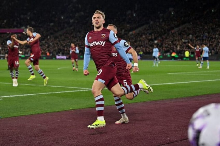 West Ham's Jarrod Bowen celebrates scoring against Brentford