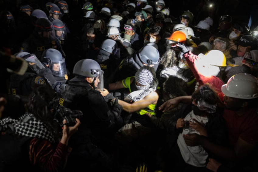 Los Angeles, CA - May 02: Demonstrators occupy a Pro-Palestinian encampment at UCLA as aut