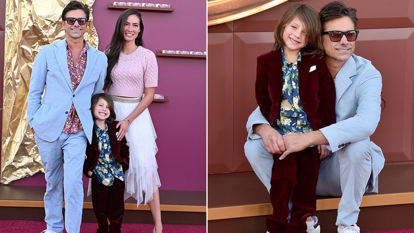 John Stamos and his family on the Wonka red carpet