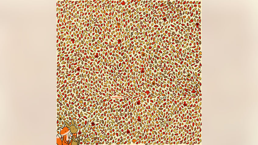 brain teaser can you find 4 apples hidden in the fall leaves