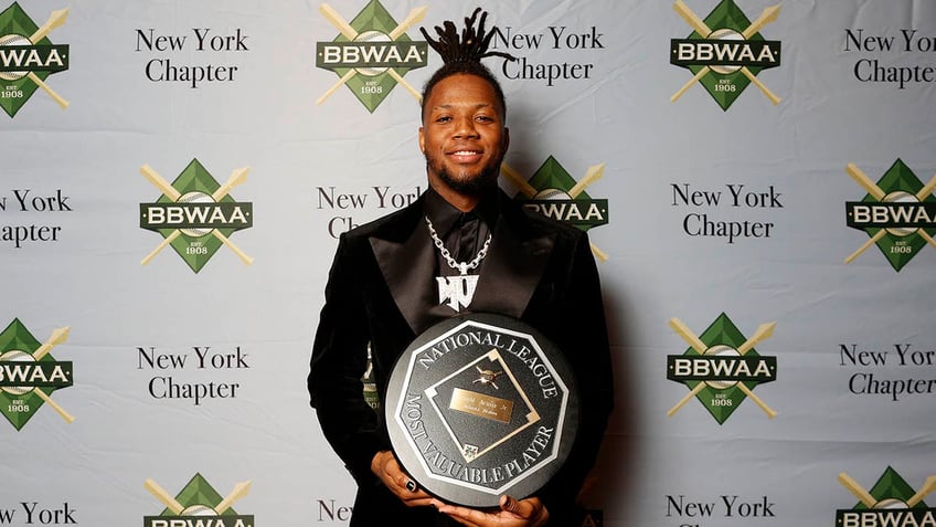 Ronald Acuna Jr. with MVP award