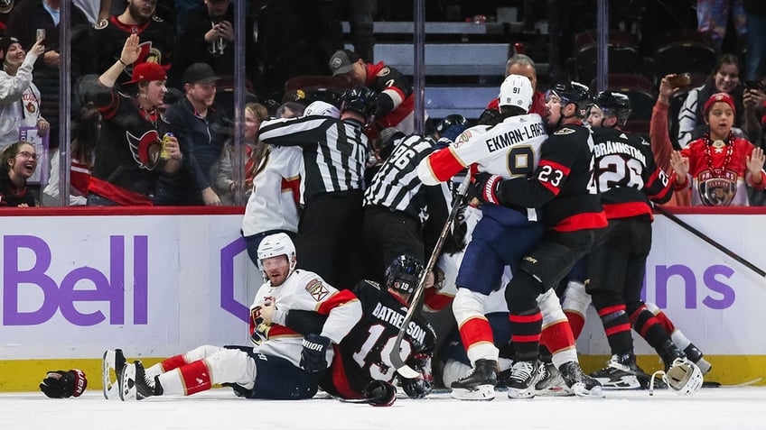 brawl during nhl game results in unprecedented 10 minute penalties for every player on the ice