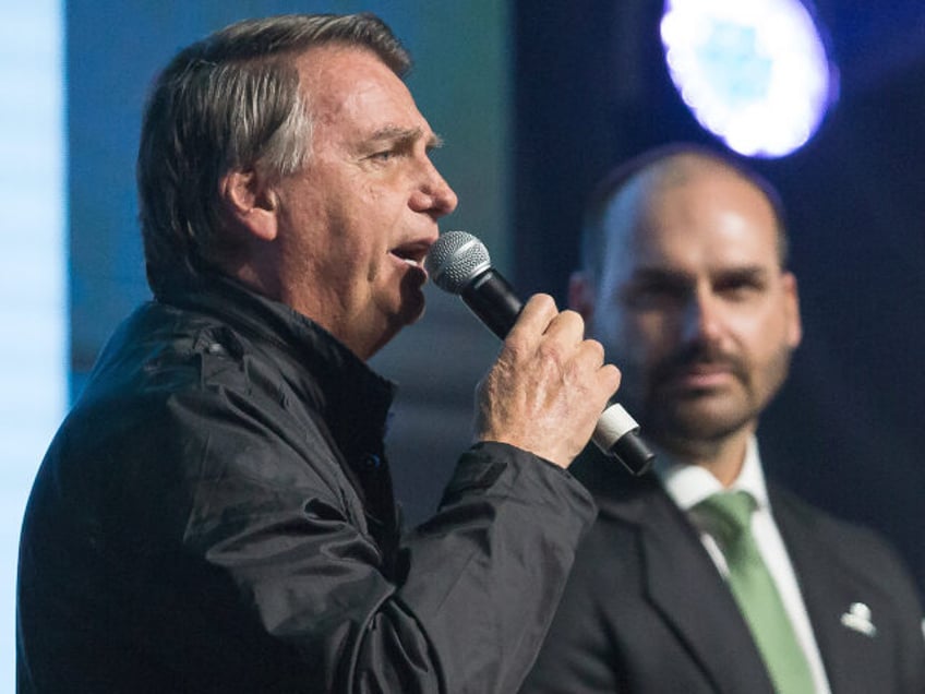 Former President of Brazil Jair Bolsonaro speaks during the Conservative Political Action