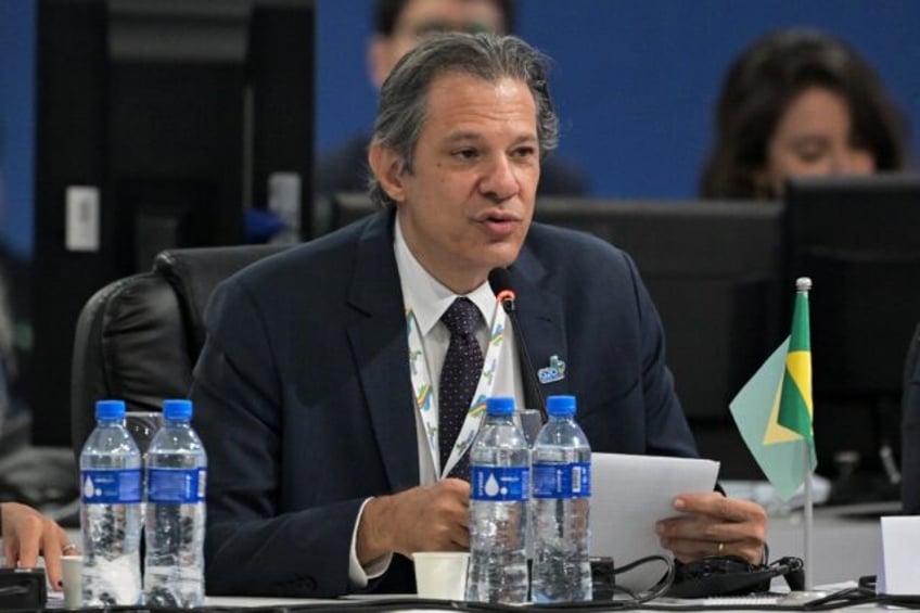 Brazilian Finance Minister Fernando Haddad speaks during the G20 finance ministers meeting