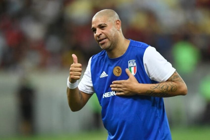 Ex-Brazilian player Adriano during his friendly farewell match with legends of Brazil's Fl