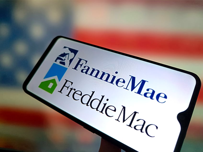An illustration photo shows the Fannie Mae and Freddie Mac LOGO displayed in a smart phone