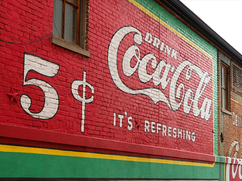 WASHINGTON, DC - MAY 31: A Coca-Cola mural is painted on the side of a building on May 31,