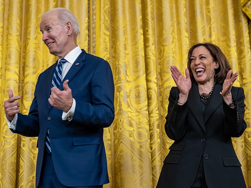 President Joe Biden and Vice President Kamala Harris at a reception on February 27, 2023,