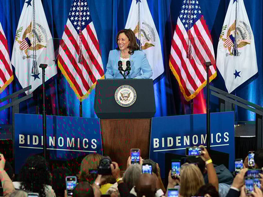 Vice President Kamala Harris delivers remarks on the one-year anniversary of the Inflation