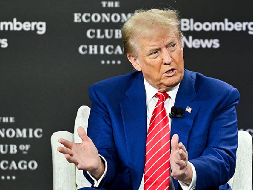 Former President Donald Trump speaks during an at the Economic Club of Chicago in Chicago,