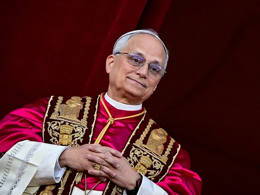 Newly elected Pope Leo XIV, Robert Francis Prevost reacts as he arrives on the main centra