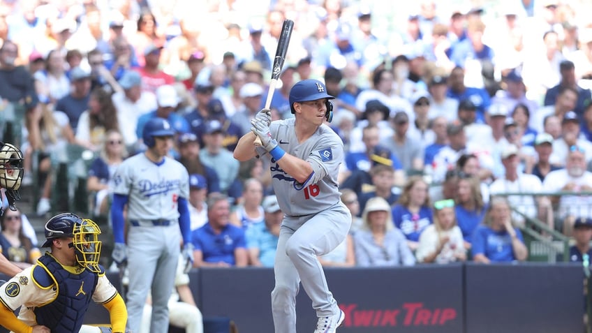 The Los Angeles Dodgers play a game against the Milwaukee Brewers 