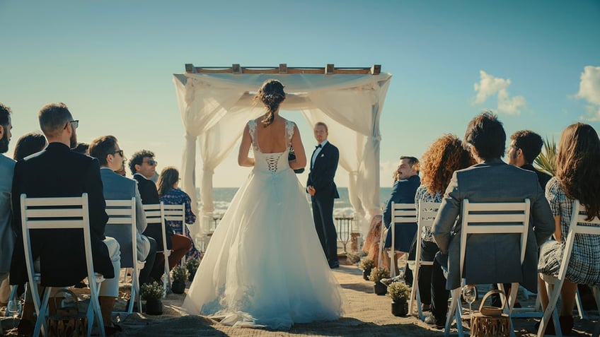 Bride walking down the aisle