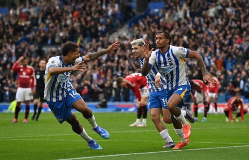 Joao Pedro (right) scored a 95th minute winner as Brighton beat Manchester United 2-1