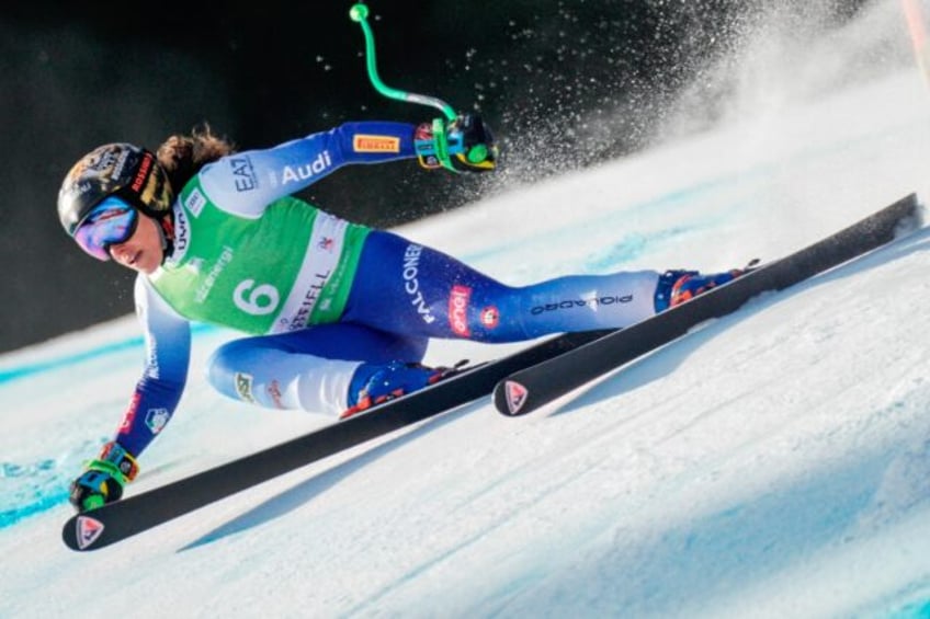 Federica Brignone on her way to victory in the World Cup super-G in Kvitfjell