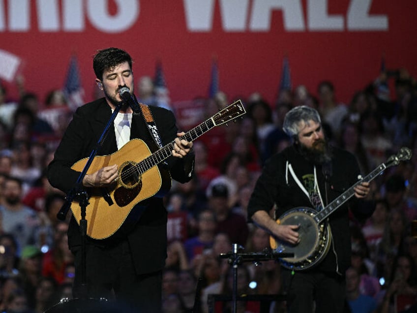 British singer songwriter Marcus Mumford from Mumford and Sons performs ahead of a "W