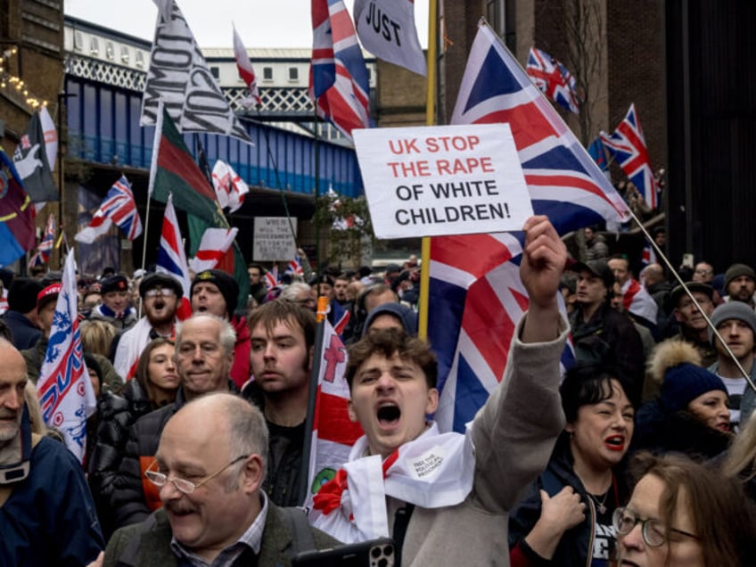 LONDON, ENGLAND - FEBRUARY 1: Supporters of the far-right activist Tommy Robinson gather f
