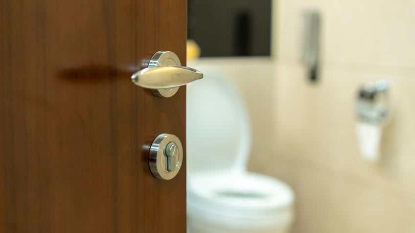 toilet behind bathroom door