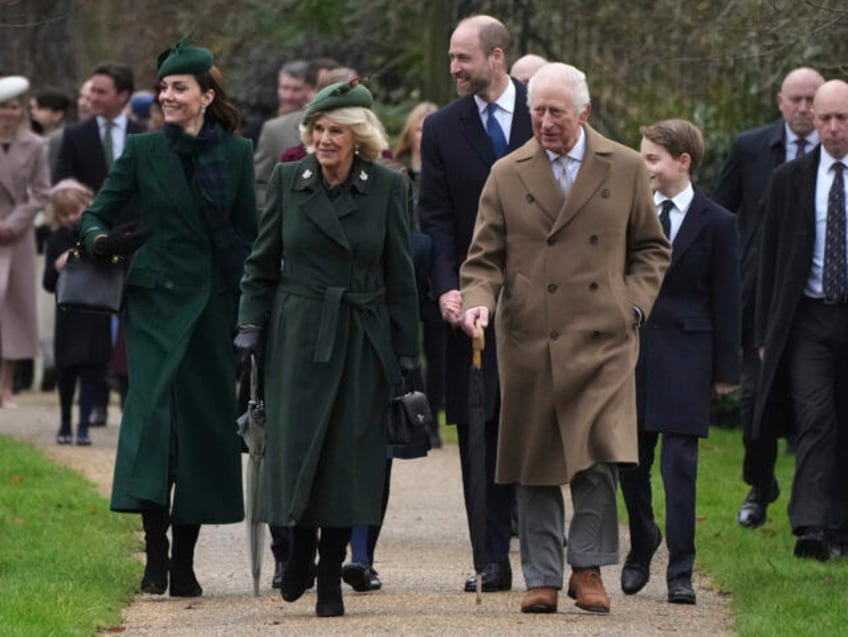 Britain's King Charles III, front right, and Queen Camilla with Kate Princess of Wale