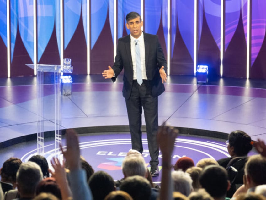 YORK, ENGLAND - JUNE 20: Prime Minister Rishi Sunak speaking during tonight's four pa