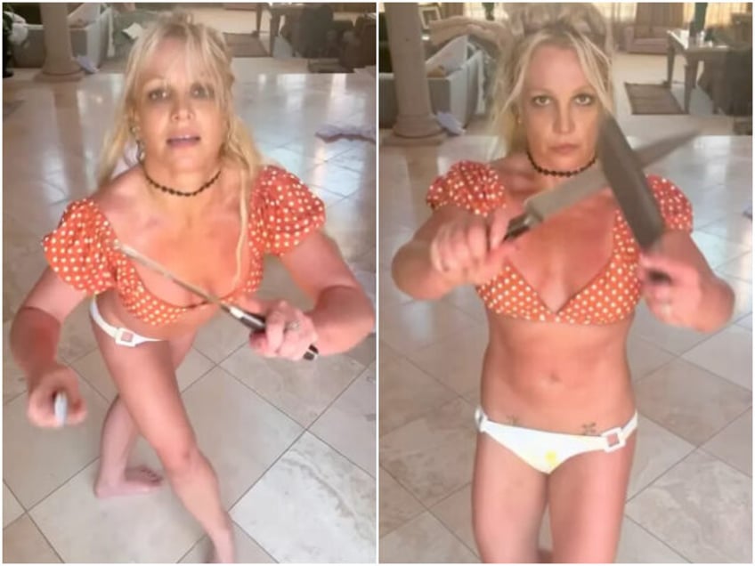 britney spears addresses viral knife video after police wellness check these knives are fake