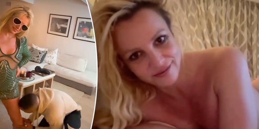 britney spears gets licked by mystery man goes topless in new videos shared days after announcing divorce