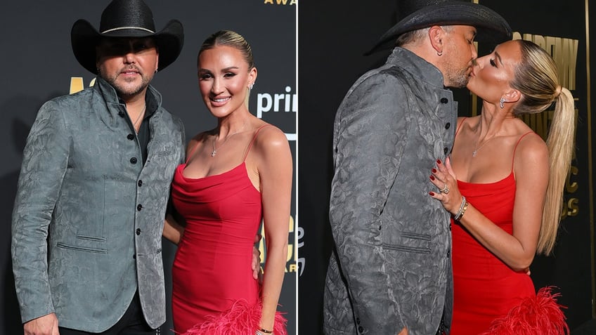 Jason Aldean kissed wife Brittany on the red carpet at the American Country Music awards