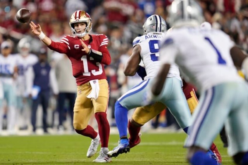 brock purdy throws 4 td passes to lead the 49ers past the cowboys 42 10