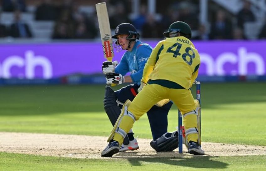 Sweeping up: England captain Harry Brook led from the front with 87 during a mammoth 186-r