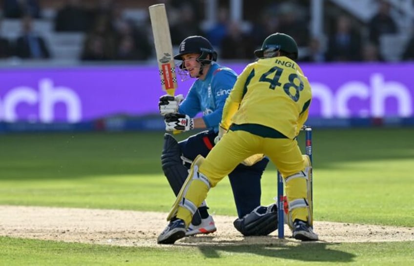 Sweeping up: England captain Harry Brook led from the front with 87 during a mammoth 186-r